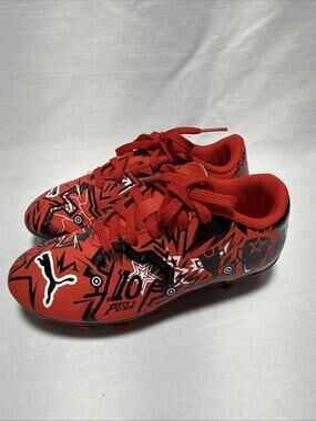 Puma Kids Soccer Cleats Red Black Graphic Size 11